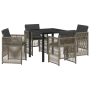 Conjunto de Comedor de Jardín de 5 Piezas con Cojines Gris Ratán de , Mesas de jardín - Ref: Foro24-3380653, Precio: 262,74 €...