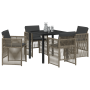 Conjunto de Comedor de Jardín de 5 Piezas con Cojines Gris Ratán de , Mesas de jardín - Ref: Foro24-3380653, Precio: 262,74 €...