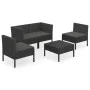 5-piece garden furniture set with black synthetic rattan cushions by vidaXL, Garden sets - Ref: Foro24-3094341, Price: 381,86...