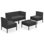 Gartenmöbelset 5-tlg. und Kissen Kunststoff Rattan schwarz von vidaXL, Gartensets - Ref: Foro24-3094341, Preis: 383,92 €, Rab...