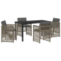 Juego de Comedor Jardín de 5 Piezas con Cojines Gris Ratan Poliéster de , Mesas de jardín - Ref: Foro24-3380654, Precio: 282,...