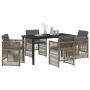 Juego de Comedor Jardín de 5 Piezas con Cojines Gris Ratan Poliéster de , Mesas de jardín - Ref: Foro24-3380654, Precio: 282,...