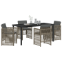 Conjunto de Comedor de Jardín de 5 Piezas con Cojines Gris de Ratan Poliéster de , Mesas de jardín - Ref: Foro24-3380655, Pre...