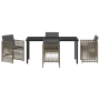 Conjunto de Comedor de Jardín de 5 Piezas con Cojines Gris de Ratan Poliéster de , Mesas de jardín - Ref: Foro24-3380655, Pre...