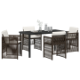 Conjunto de Comedor de Jardín de 5 Piezas con Cojines Ratán Marrón de , Mesas de jardín - Ref: Foro24-3380658, Precio: 282,39...