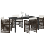 Comedor de Jardín de 5 Piezas con Cojines Marrón de Ratan Sintético de , Mesas de jardín - Ref: Foro24-3380659, Precio: 296,6...