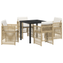 Juego de Comedor de Jardín de 5 Piezas con Cojines Beige Ratán de Polietileno | Foro24.es | Tu tienda online para hogar, jardín y más Foro24.es