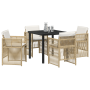 Juego de Comedor de Jardín de 5 Piezas con Cojines Beige Ratán de Polietileno | Foro24.es | Tu tienda online para hogar, jardín y más Foro24.es
