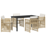 Juego de Comedor de Jardín de 5 Piezas con Cojines de Ratán Poliéster Beige | Foro24.es | Tu tienda online para hogar, jardín y más Foro24.es