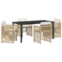 Juego de Comedor de Jardín de 5 Piezas con Cojines Beige de Ratán Polihuleado | Foro24.es | Tu tienda online para hogar, jardín y más Foro24.es