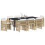 Juego de Comedor de Jardín de 9 Piezas con Cojines Beige de Poliratán de , Mesas de jardín - Ref: Foro24-3380664, Precio: 491...