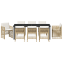 Juego de Comedor de Jardín de 9 Piezas con Cojines Beige de Poliratán de , Mesas de jardín - Ref: Foro24-3380664, Precio: 491...