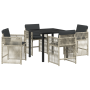 Conjunto de Comedor de Jardín de 5 Piezas con Cojines Gris Claro Ratán Sintético de , Mesas de jardín - Ref: Foro24-3380665, ...
