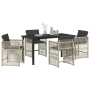 Conjunto de Comedor de Jardín de 5 Piezas con Cojines Gris Claro de Ratán Sintético de , Mesas de jardín - Ref: Foro24-338066...