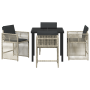 Conjunto de Comedor de Jardín de 5 Piezas con Cojines Gris Claro Ratán Sintético de , Mesas de jardín - Ref: Foro24-3380665, ...