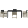 Conjunto de Comedor de Jardín de 5 Piezas con Cojines Gris Claro de Ratán Sintético de , Mesas de jardín - Ref: Foro24-338066...
