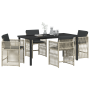 Juego de Comedor de Jardín de 5 Piezas con Cojines Gris Claro Ratán Poliéster de , Mesas de jardín - Ref: Foro24-3380667, Pre...