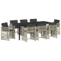 Juego de Comedor de Jardín de 9 Piezas con Cojines Gris Claro de , Mesas de jardín - Ref: Foro24-3380668, Precio: 507,18 €, D...