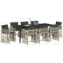 Juego de Comedor de Jardín de 9 Piezas con Cojines Gris Claro de , Mesas de jardín - Ref: Foro24-3380668, Precio: 507,18 €, D...