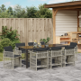 Juego de Comedor de Jardín de 9 Piezas con Cojines Gris Claro de , Mesas de jardín - Ref: Foro24-3380668, Precio: 507,18 €, D...