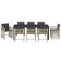 Juego de Comedor de Jardín de 9 Piezas con Cojines Gris Claro de , Mesas de jardín - Ref: Foro24-3380668, Precio: 507,18 €, D...