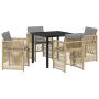 Juego de Comedor de Jardín de 5 Piezas con Cojines Beige de Ratán de , Mesas de jardín - Ref: Foro24-3380669, Precio: 262,41 ...
