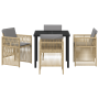 Juego de Comedor de Jardín de 5 Piezas con Cojines Beige de Ratán de , Mesas de jardín - Ref: Foro24-3380669, Precio: 262,41 ...