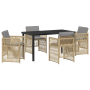 Juego de Comedor de Jardín de 5 Piezas con Cojines en Ratan Sintético Beige de , Mesas de jardín - Ref: Foro24-3380670, Preci...