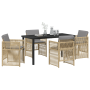 Juego de Comedor de Jardín de 5 Piezas con Cojines en Ratan Sintético Beige de , Mesas de jardín - Ref: Foro24-3380670, Preci...