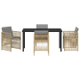 Juego de Comedor de Jardín de 5 Piezas con Cojines en Ratan Sintético Beige de , Mesas de jardín - Ref: Foro24-3380670, Preci...