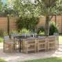 Conjunto de Comedor de Jardín de 9 Piezas con Cojines Beige de Poliratán de , Mesas de jardín - Ref: Foro24-3380672, Precio: ...