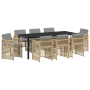 Conjunto de Comedor de Jardín de 9 Piezas con Cojines Beige de Poliratán de , Mesas de jardín - Ref: Foro24-3380672, Precio: ...