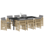 Conjunto de Comedor de Jardín de 9 Piezas con Cojines Beige de Poliratán de , Mesas de jardín - Ref: Foro24-3380672, Precio: ...