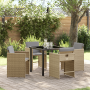 Conjunto de Comedor de Jardín de 5 Piezas con Cojines Beige Ratán Polímero | Foro24.es | Tu tienda online para hogar, jardín y más Foro24.es