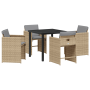 Conjunto de Comedor de Jardín de 5 Piezas con Cojines Beige Ratán Polímero | Foro24.es | Tu tienda online para hogar, jardín y más Foro24.es