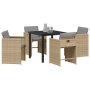 Conjunto de Comedor de Jardín de 5 Piezas con Cojines Beige Ratán Polímero | Foro24.es | Tu tienda online para hogar, jardín y más Foro24.es