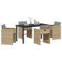 Juego de Comedor de Jardín de 5 Piezas con Cojines Beige Poliratán de , Sillas de jardín - Ref: Foro24-3380710, Precio: 243,8...