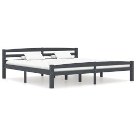 Solid pine wood bed frame dark grey 200x200 cm by vidaXL, Beds and slatted bases - Ref: Foro24-322095, Price: 121,31 €, Disco...