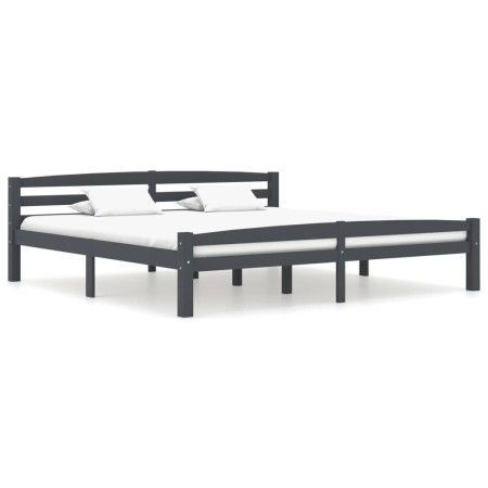 Estructura de cama madera maciza pino gris oscuro 200x200 cm de vidaXL, Camas y somieres - Ref: Foro24-322095, Precio: 121,25...