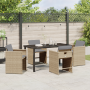 Juego de Comedor de Jardín de 5 Piezas con Cojines Beige Poliratán de , Sillas de jardín - Ref: Foro24-3380710, Precio: 243,8...