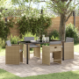 Conjunto de Comedor de Jardín  de 5 Piezas con Cojines Beige de Ratán Poliéster | Foro24.es | Tu tienda online para hogar, jardín y más Foro24.es
