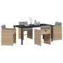 Conjunto de Comedor de Jardín  de 5 Piezas con Cojines Beige de Ratán Poliéster | Foro24.es | Tu tienda online para hogar, jardín y más Foro24.es