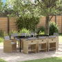 Juego de Comedor de Jardín de 9 Piezas con Cojines Beige de Ratán Sintético de , Sillas de jardín - Ref: Foro24-3380712, Prec...