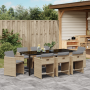Juego de Comedor de Jardín de 9 Piezas con Cojines Beige de Ratán Sintético de , Sillas de jardín - Ref: Foro24-3380712, Prec...