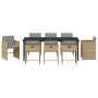 Juego de Comedor de Jardín de 9 Piezas con Cojines Beige de Ratán Sintético de , Sillas de jardín - Ref: Foro24-3380712, Prec...