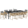 Conjunto de Comedor de Jardín de 9 Piezas con Cojines Beige de Poliratán | Foro24.es | Tu tienda online para hogar, jardín y más Foro24.es