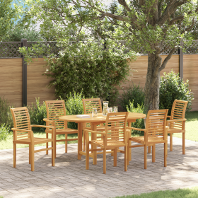 Juego de Comedor de Jardín  de 7 Piezas Madera Maciza Teak