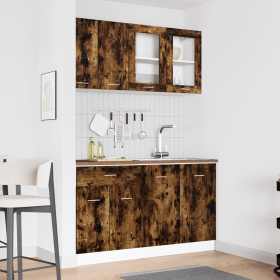 Conjunto de 4 gabinetes de cocina de roble ahumado en madera