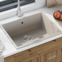 Fregadero de cocina con agujero de desbordamiento de granito beige de , Fregaderos - Ref: Foro24-4012349, Precio: 160,93 €