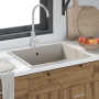 Fregadero de cocina con agujero de desbordamiento de granito beige de , Fregaderos - Ref: Foro24-4012349, Precio: 160,93 €